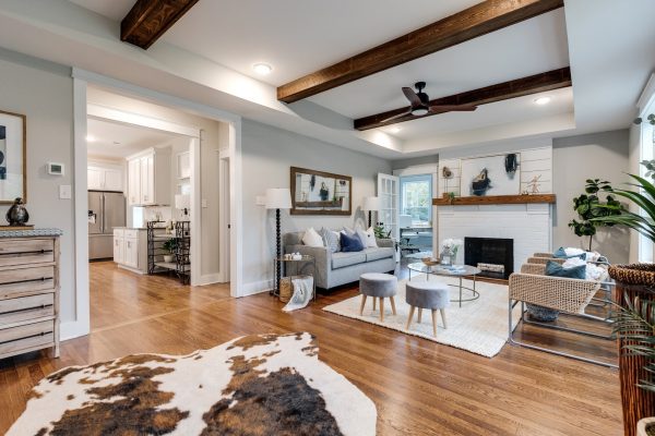 Family room in open concept floor plan by Richmond Hill Design-Build