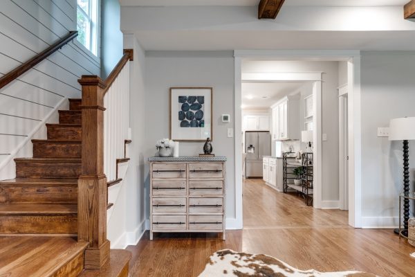 Entryway with staircase in new home built by Richmond Hill Design-Build