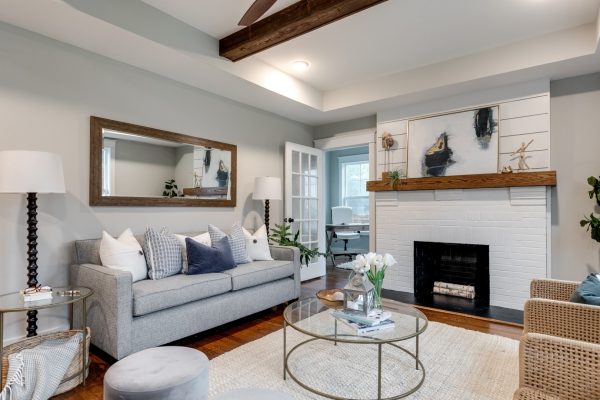 Family room with fireplace in home built by Richmond Hill Design-Build