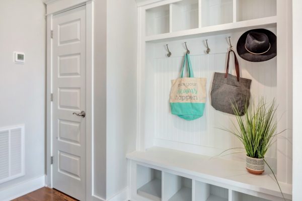 Mudroom with built in storage in home built by Richmond Hill Design-Build