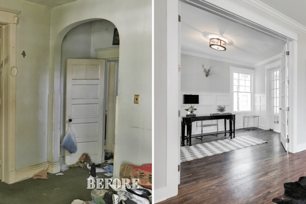 Amazing before and after photo of foyer renovation by Richmond Hill Design-Build