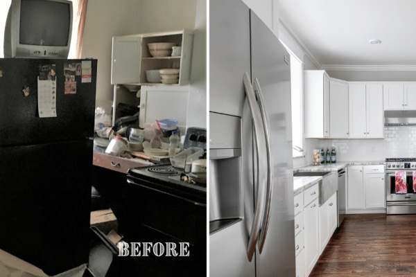 Renovated kitchen with white cabinetry by Richmond Hill Design-Build