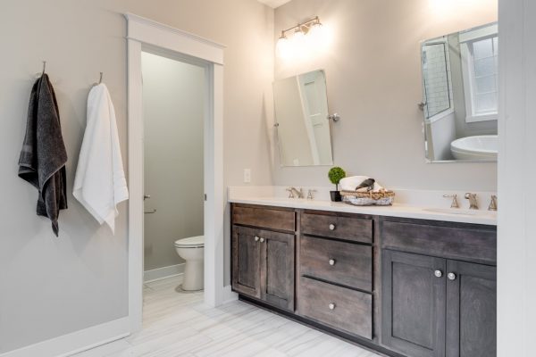 Beautiful owner's bathroom in new home by Richmond Hill Design-Build