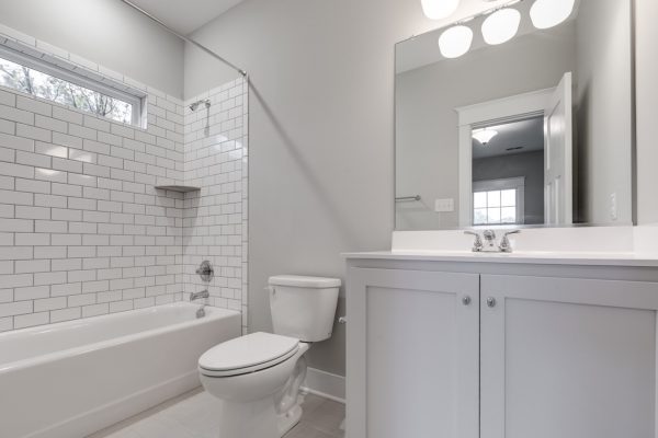 Beautiful guest bathroom in new home by Richmond Hill Design-Build