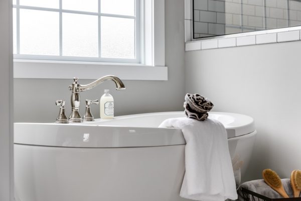 Freestanding tub in bathroom in new home by Richmond Hill Design-Build