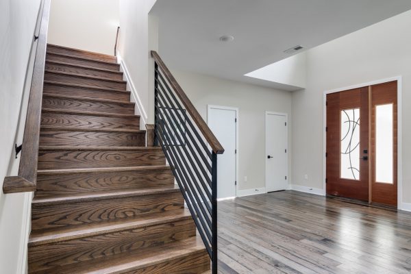 Stunning foyer in new contemporary home by Richmond Hill Design-Build