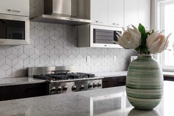 Gorgeous backsplash in kitchen in new home built by Richmond Hill Design-Build