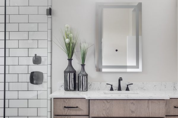 Gorgeous owner's bathroom in new contemporary home by Richmond Hill Design-Build