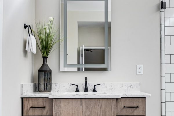 Gorgeous owner's bathroom in new contemporary home by Richmond Hill Design-Build