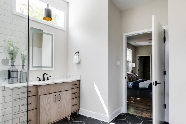 Gorgeous owner's bathroom in new contemporary home by Richmond Hill Design-Build