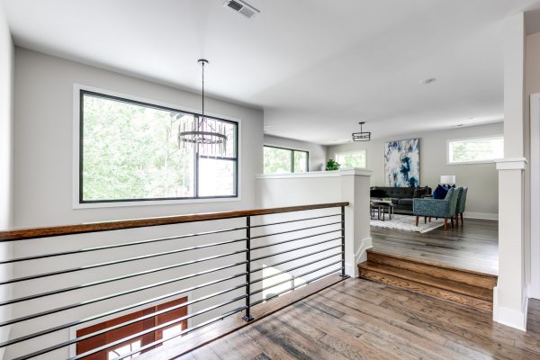 Upper foyer in new contemporary home by Richmond Hill Design-Build