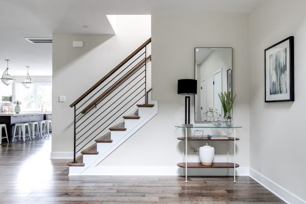 Stunning foyer of new contemporary home by Richmond Hill Design-Build