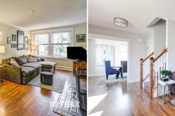 Before and after photos of foyer of renovated home by Richmond Hill Design-Build