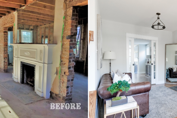 Before and after photos of sitting room by Richmond Hill Design-Build