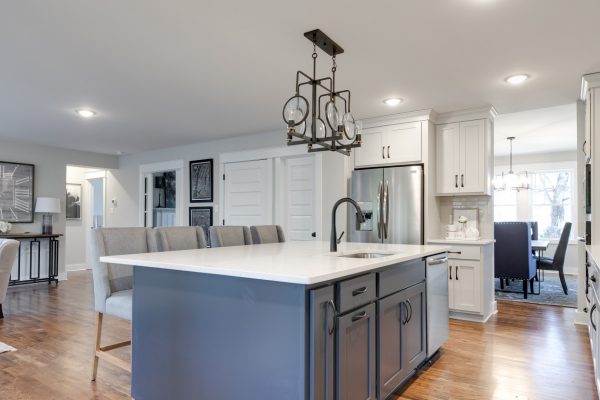 Kitchen island in renovated home by Richmond Hill Design-Build