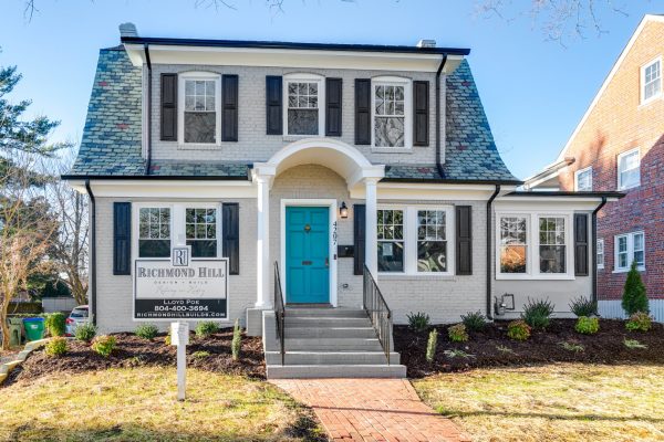 Stunning exterior of renovation of Dutch Colonial home by Richmond Hill Design-Build