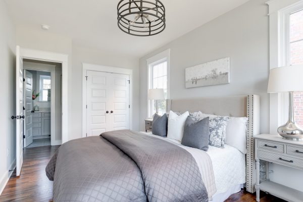 Guest bedroom in renovated Dutch Colonial home by Richmond Hill Design-Build