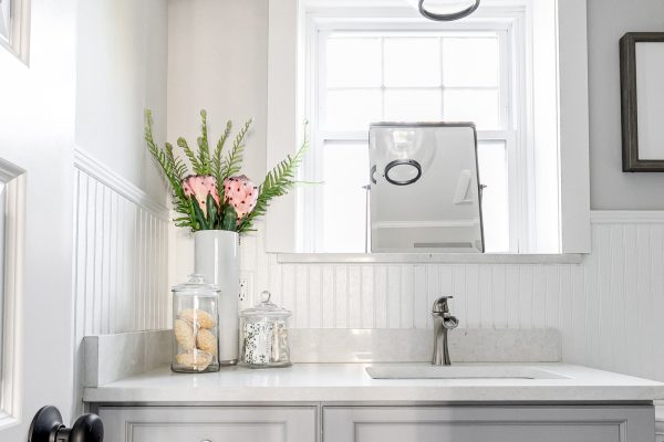 Guest bathroom in renovated Dutch Colonial home by Richmond Hill Design-Build