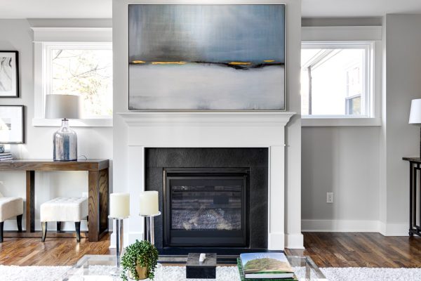 Family room with built-ins in renovated home by Richmond Hill Design-Build