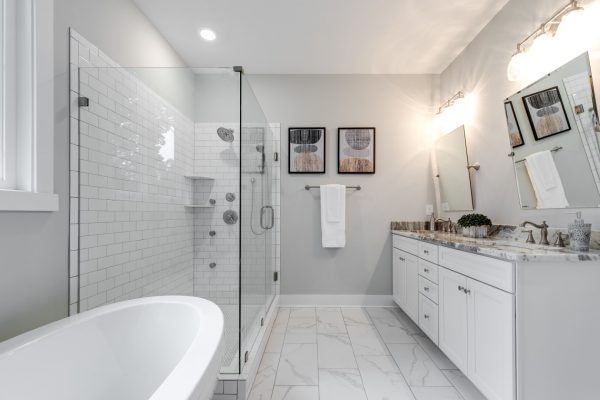 Beautiful owner's bathroom in new home by Richmond Hill Design-Build