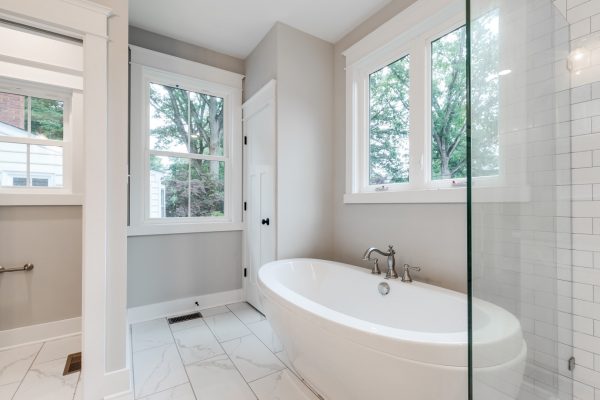 Beautiful owner's bathroom in new home by Richmond Hill Design-Build