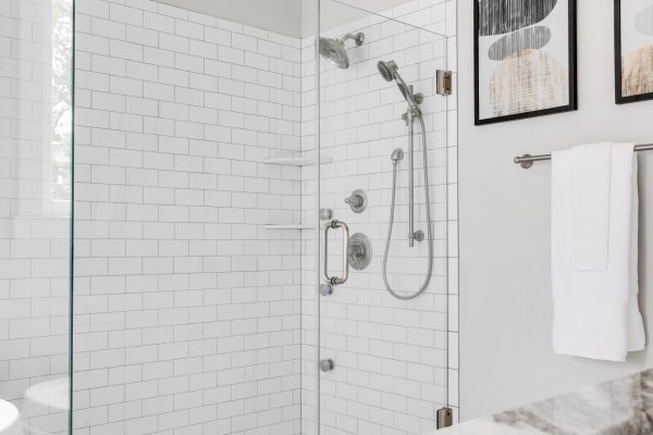 Owner's shower in new home by Richmond Hill Design-Build