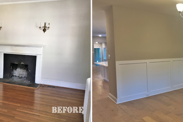 Before and after of dining room of renovated home by Richmond Hill Design-Build