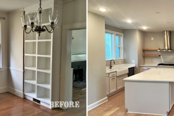 Before and after of kitchen of renovated home by Richmond Hill Design-Build