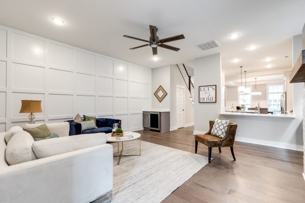 Family room in townhouse by Richmond Hill Design-Build