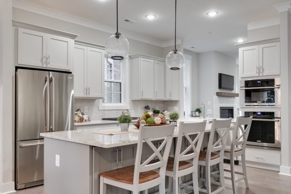 Kitchen island in new townhouse by Richmond Hill Design-Build