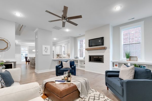 Family room in new townhouse by Richmond Hill Design-Build