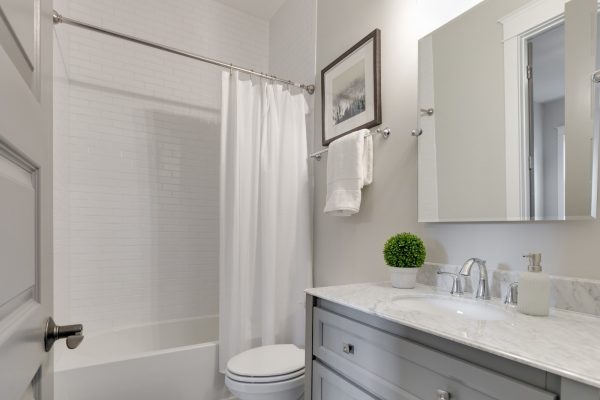 Guest bathroom in new townhouse by Richmond Hill Design-Build