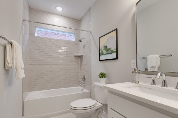 Guest bathroom in new townhouse by Richmond Hill Design-Build