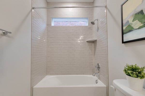 Guest bathroom in new townhouse by Richmond Hill Design-Build