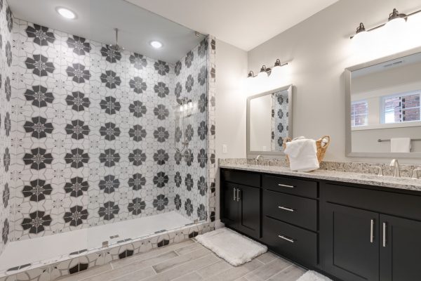 Gorgeous owner's bathroom in new townhouse by Richmond Hill Design-Build