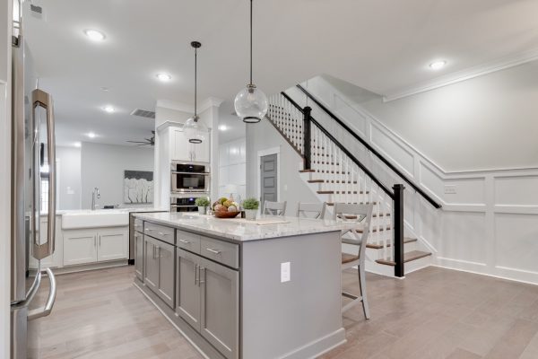 Kitchen island in new townhouse by Richmond Hill Design-Build