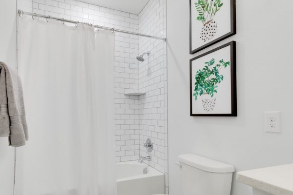 Guest bathroom in beautiful new townhouse by Richmond Hill Design-Build