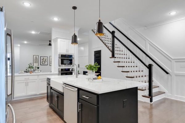Kitchen island in new townhouse by Richmond Hill Design-Build