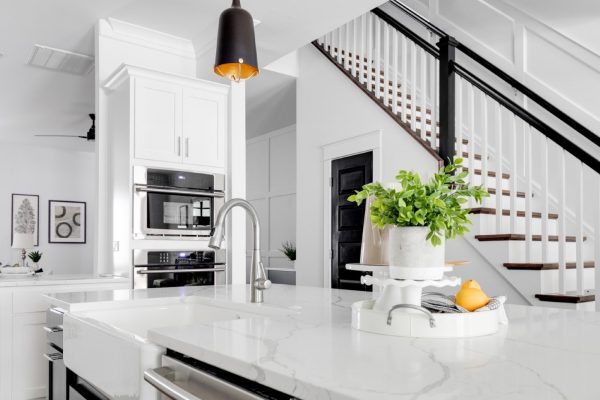 Kitchen island in new townhouse by Richmond Hill Design-Build