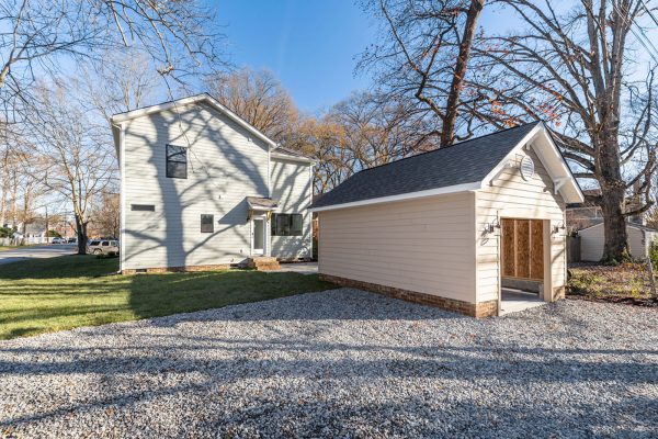 Rear exterior and garage of new home built by Richmond Hill Design-Build