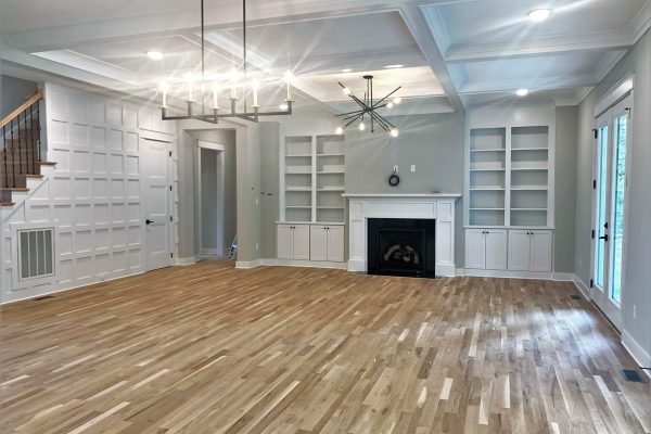 Great room with built-ins in home built by Richmond Hill Design-Build