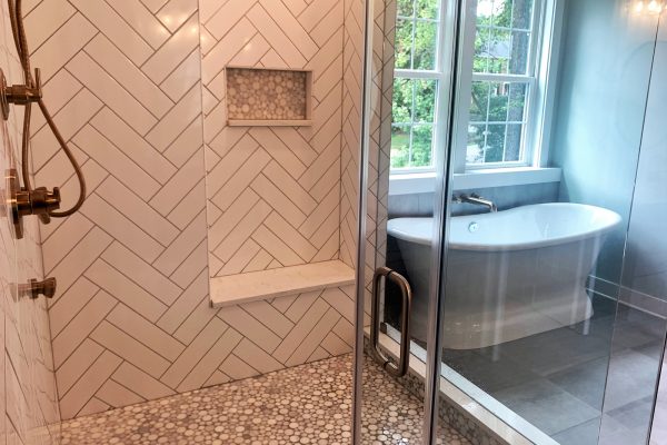 Primary bathroom in new home built by Richmond Hill Design-Build