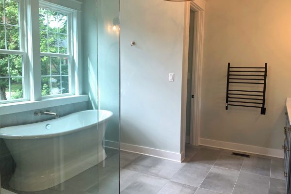 Primary bathroom in new home built by Richmond Hill Design-Build