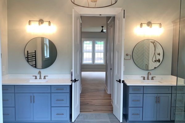 Primary bathroom in new home built by Richmond Hill Design-Build