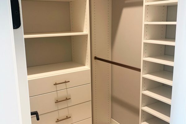 Closet in primary bedroom in new home built by Richmond Hill Design-Build