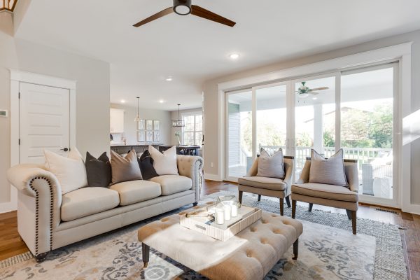 Family room of new home built by Richmond Hill Design-Build