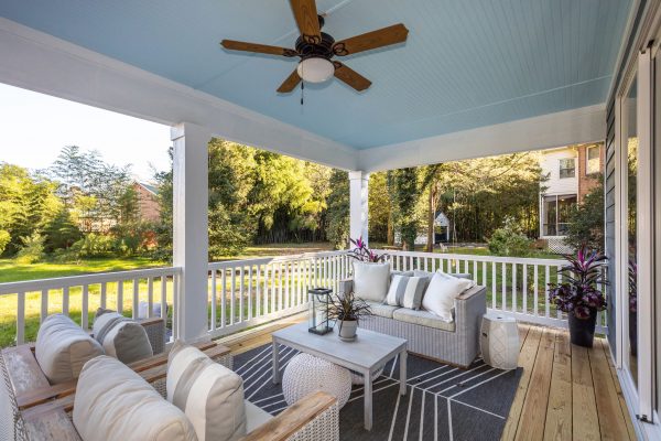 Lovely covered porch of new home built by Richmond Hill Design-Build