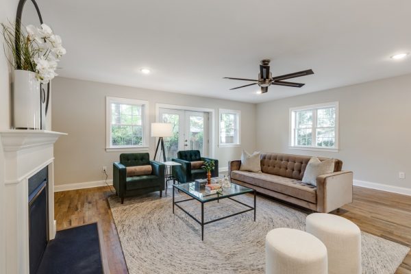 Family room in renovated home by Richmond Hill Design-Build