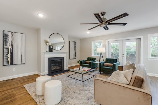 Family room in renovated home by Richmond Hill Design-Build