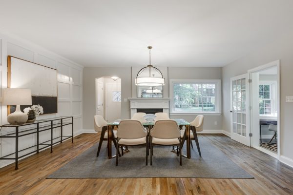 Dining area in renovated Tudor home by Richmond Hill Design-Build